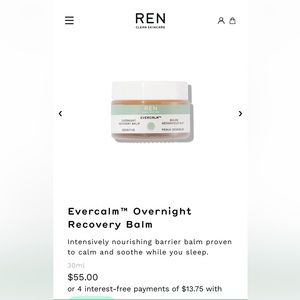 Ren Clean Skincare Evercalm Overnight Recovery Balm